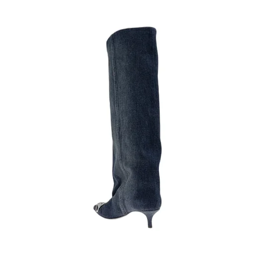 Pointed Toe Denim Boots