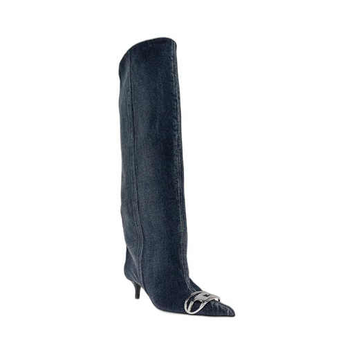 Pointed Toe Denim Boots