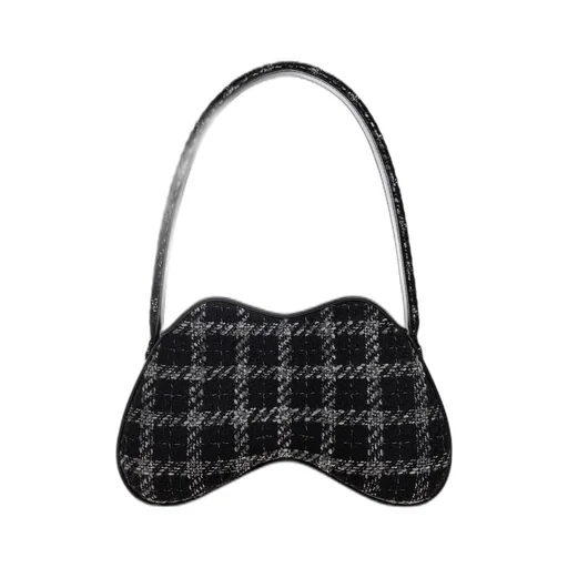 Houndstooth Motif Double-D-Shoulder Bag