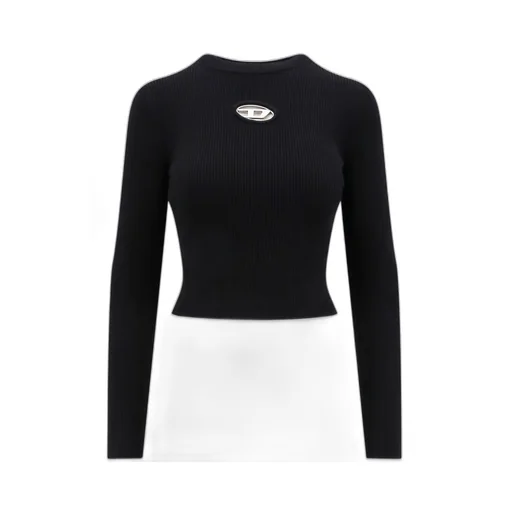 M Valary Logo Plaque Cropped Ribbed Top