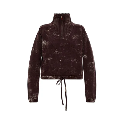 M-Marcellette Half-Zip Distressed Jumper
