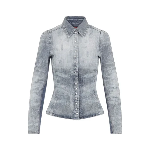D-Simp-Fsh Distressed Honeycomb Denim Shirt