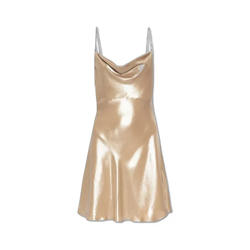 D-Minty Cowl-Neck Short Metallic Dress