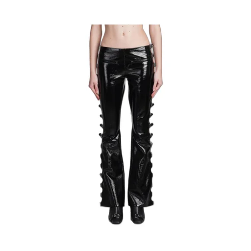 Strap Detailed Vinyl Bootcut Pants