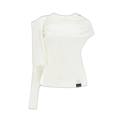 Asymmetric Off-Shoulder Draped T-Shirt