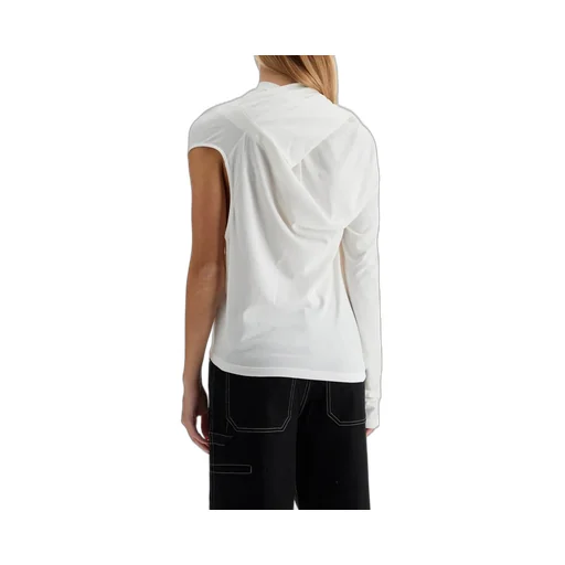 Asymmetric Off-Shoulder Draped T-Shirt