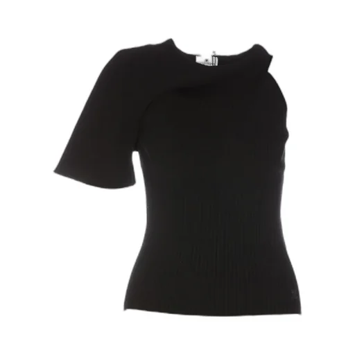 Asymmetric Ribbed-Knit One-Sleeved Top