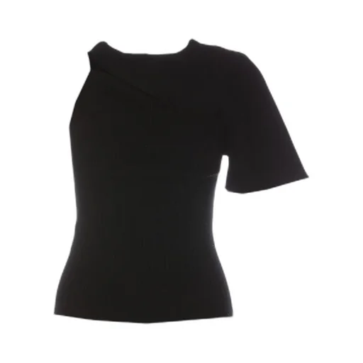 Asymmetric Ribbed-Knit One-Sleeved Top