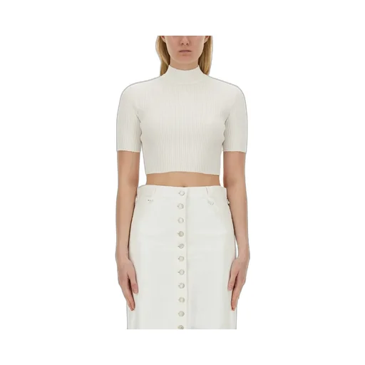 Mockneck Rib Knit Cropped Top