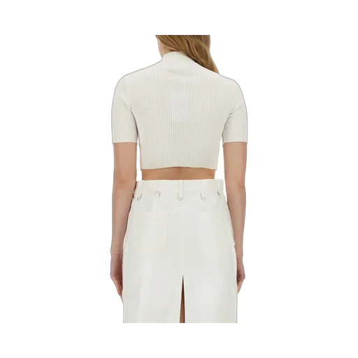 Mockneck Rib Knit Cropped Top