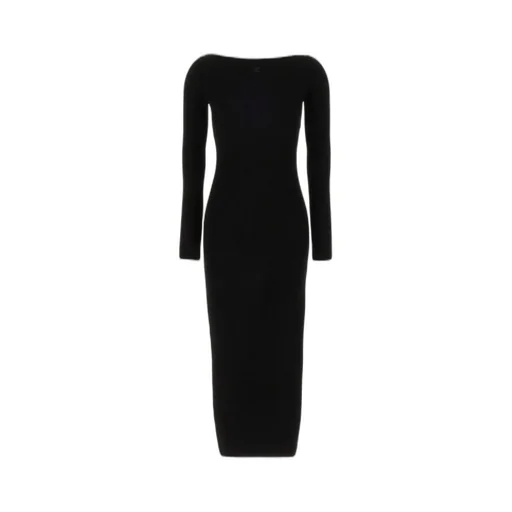 Shoulers Rib Knit Long Dress