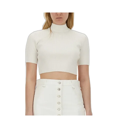 Mockneck Rib Knit Cropped Top