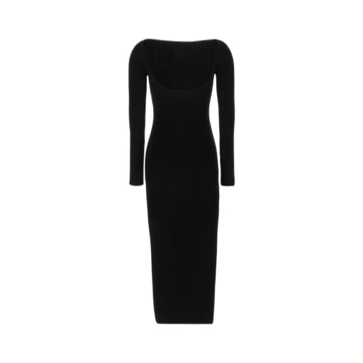 Shoulers Rib Knit Long Dress