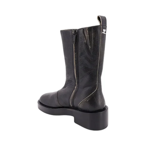 Zip Detailed Round Toe Ankle Boots