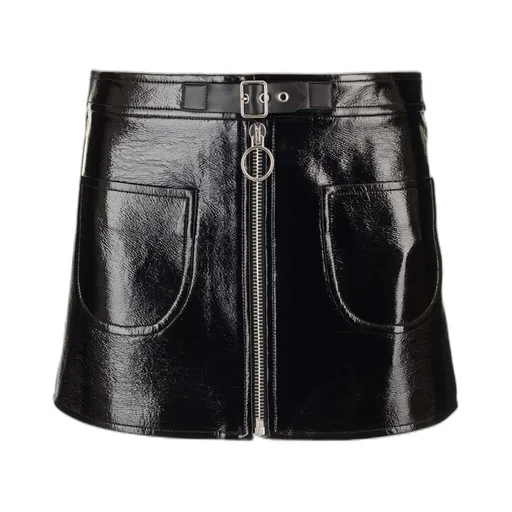Buckle Zipped Vinyl Mini Skirt