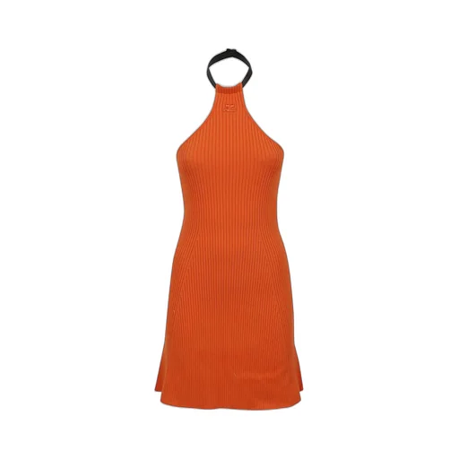 Logo Detailed Ribbed Knit Dress
