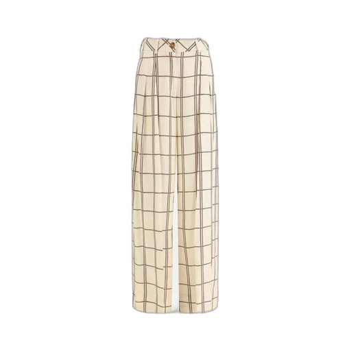 Travel Check Wide-Leg Pants