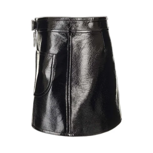 Buckle Zipped Vinyl Mini Skirt