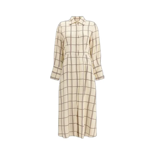 Bordeaux Checked Midi Dress