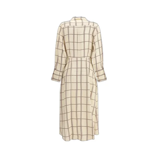 Bordeaux Checked Midi Dress