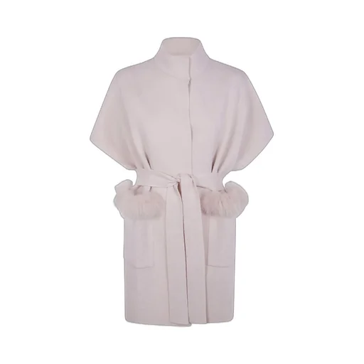 Cashmere Fox-Trim Cape