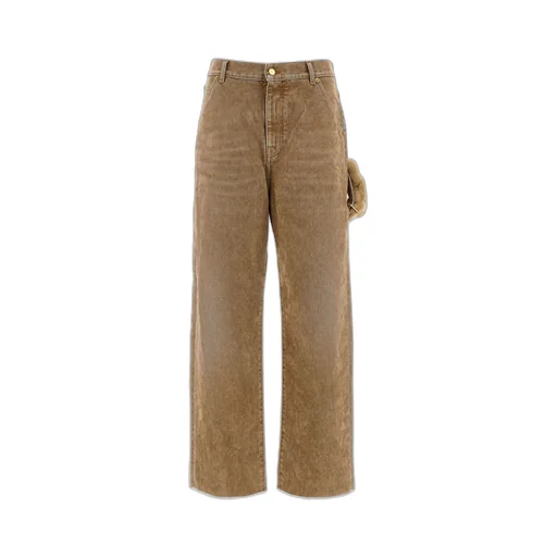 Lisa Chain Adorned Loose Fit Carpenter Flock Jeans