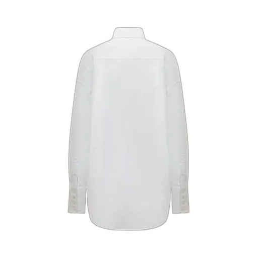 Long-Sleeved Curved-Hem Buttoned Shirt