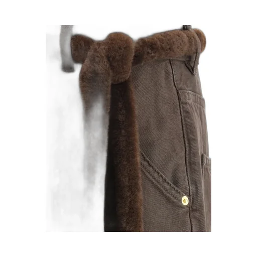 Fur Belt Loose Fit Carpenter Pants