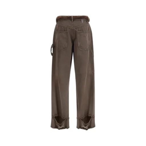 Fur Belt Loose Fit Carpenter Pants