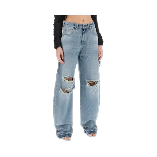 Audrey Barrel Leg Distressed Carpenter Jeans