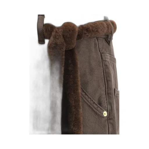 Fur Belt Loose Fit Carpenter Pants