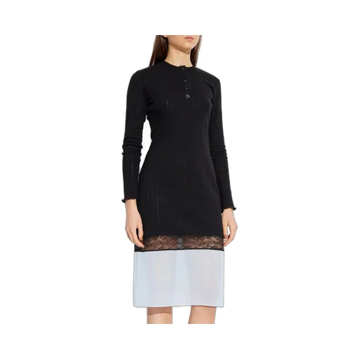 Long Sleeve Lace-Trim Midi Dress