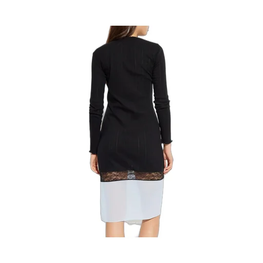 Long Sleeve Lace-Trim Midi Dress