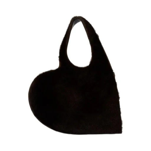 Heart-Shaped Open Top Fur Tote Bag