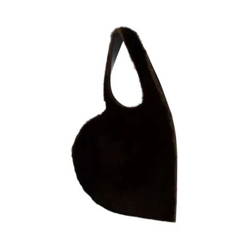 Heart-Shaped Open Top Fur Tote Bag