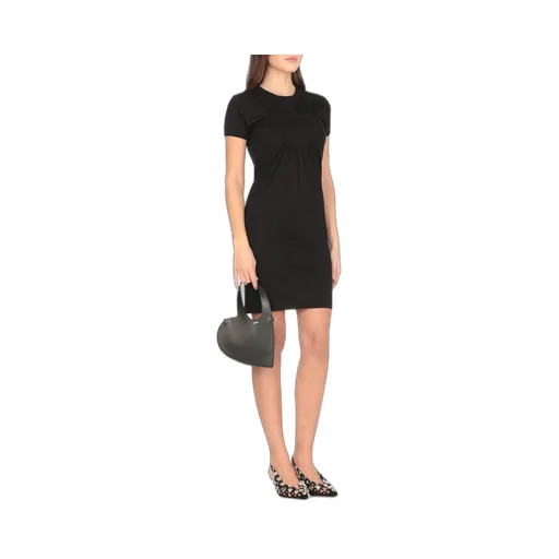 Gathered Heart-Motif Crewneck Mini Dress