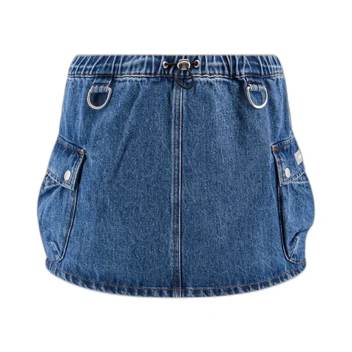 Drawstring-Waist Denim Mini Skirt