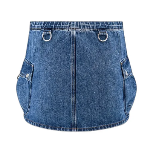 Drawstring-Waist Denim Mini Skirt