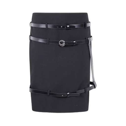 Logo Plaque Belted Skirt