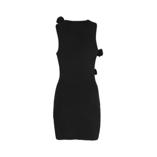 Asymmetric Flower Knitted Mini Dress