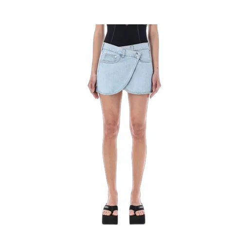Asymmetric Designed Denim Mini Skirt