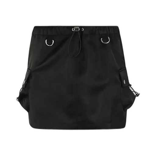 Straight Hem Drawstring Cargo Mini Skirt
