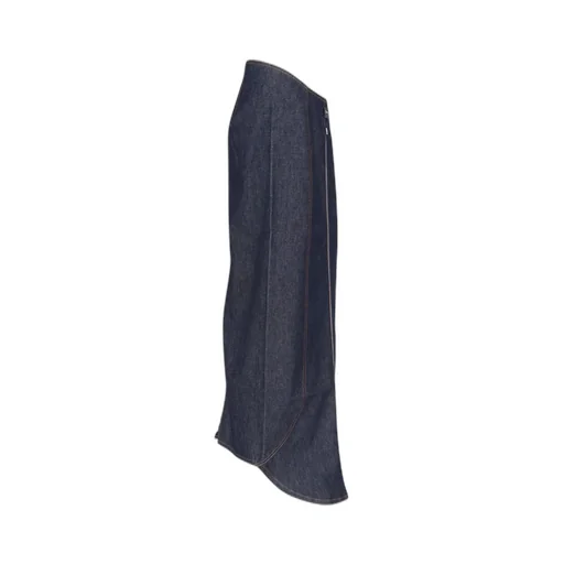 Logo Patch Zip-Up Denim Skirt
