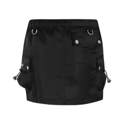 Straight Hem Drawstring Cargo Mini Skirt
