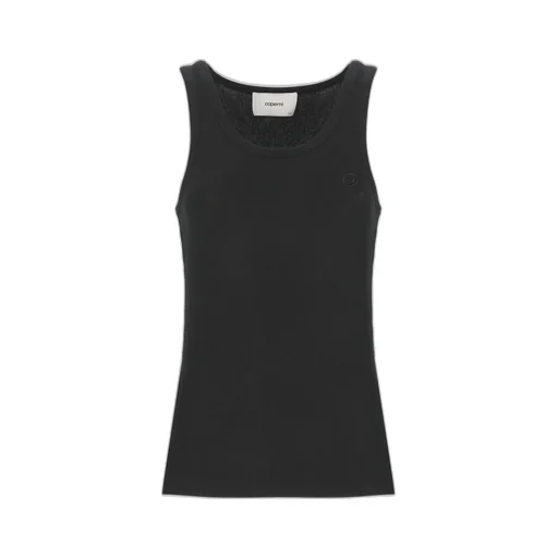 Logo Embroidered Ribbed Tank Top