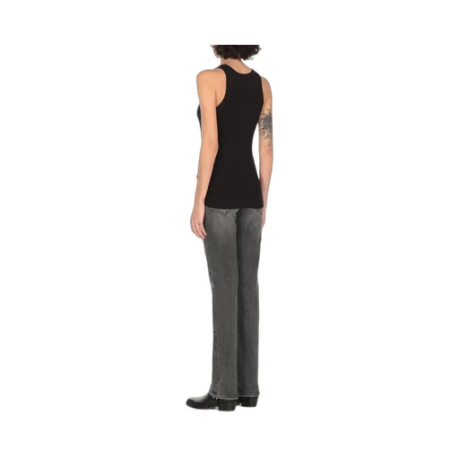 Logo Embroidered Ribbed Tank Top