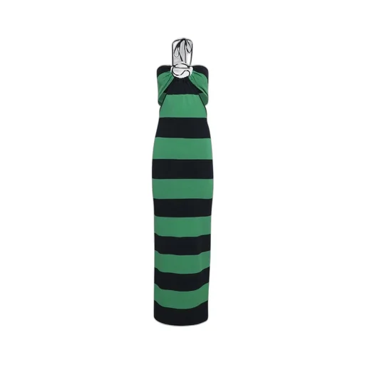 Knitted Striped Halter Dress