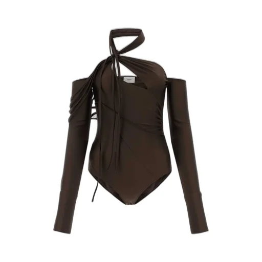 Off-Shoulder Halterneck Tassel Detailed Bodysuit
