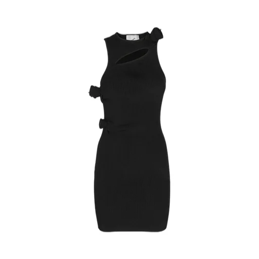 Asymmetric Flower Knitted Mini Dress