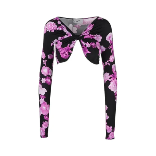Floral Printed Cropped Draped Top